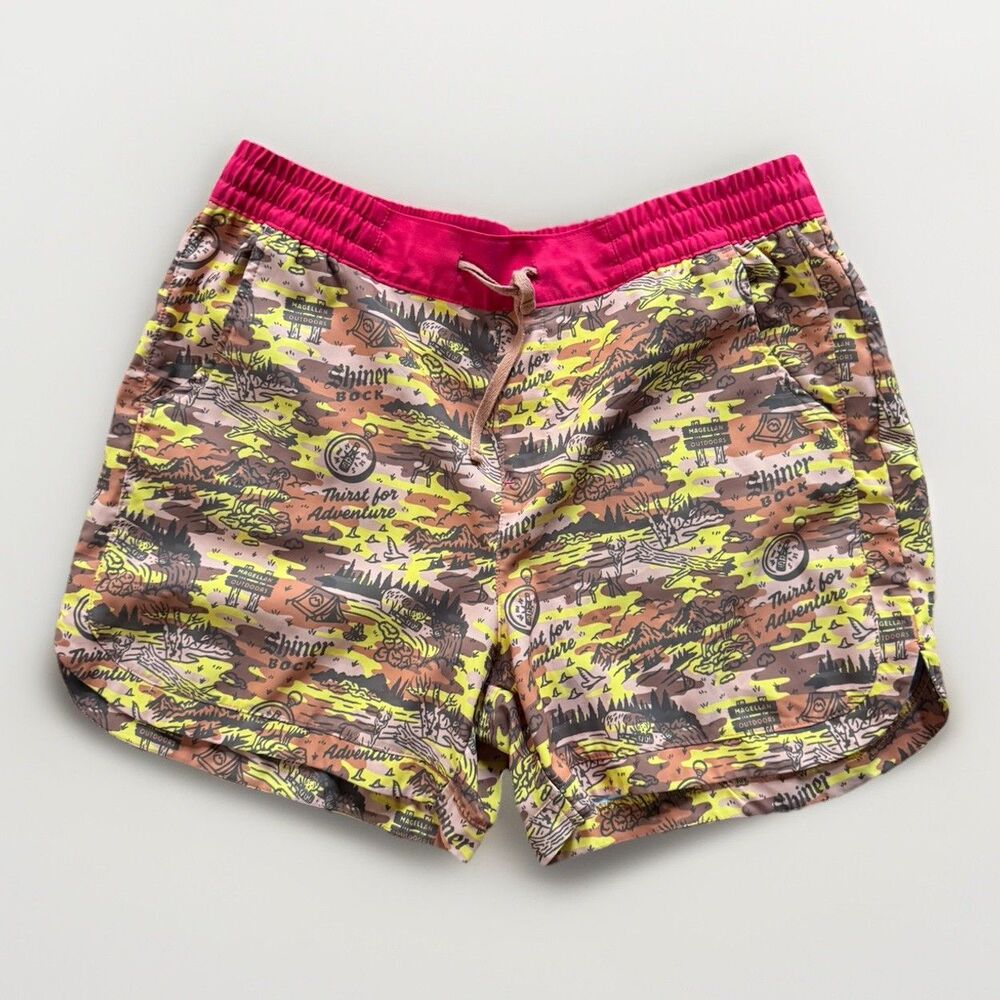 Magellan Shorts Mens XL Red  Brown Camo Shiner Bock Beer Fish Gear Fishing